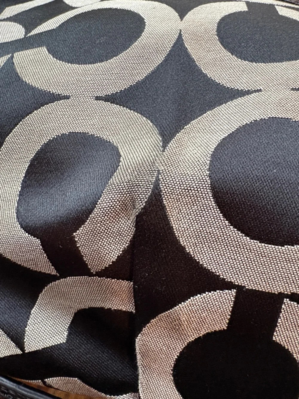 Coach Madison Sophia Satchel bag in black Op Art lured fabric w/leather trim